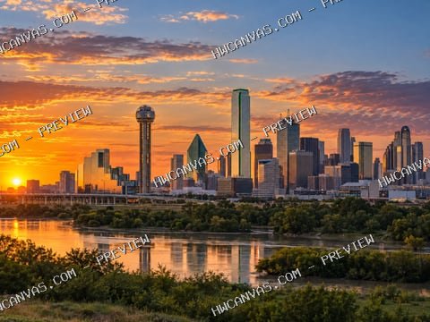 Dallas · Skyline mounted canvas preview
