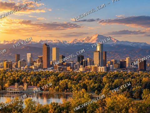 Denver · Skyline mounted canvas preview