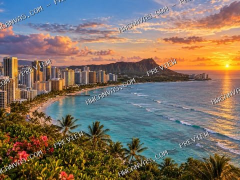 Honolulu · Skyline mounted canvas preview