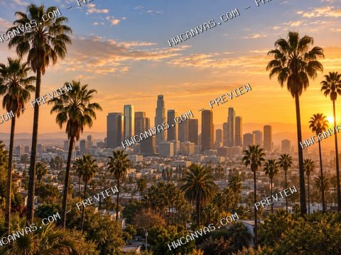 Los Angeles · Skyline mounted canvas preview