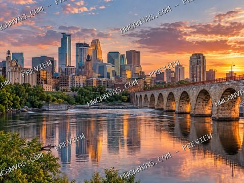 Minneapolis · Skyline mounted canvas preview
