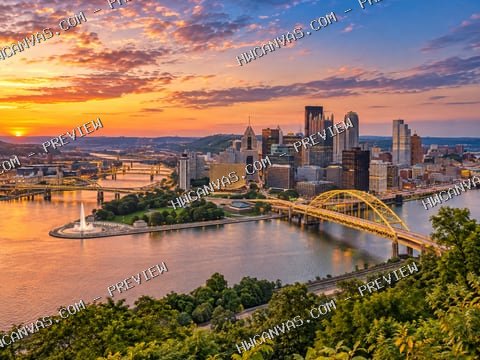 Pittsburgh · Skyline mounted canvas preview