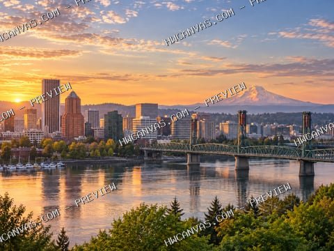 Portland · Skyline mounted canvas preview