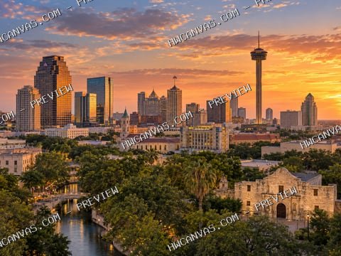 San Antonio · Skyline mounted canvas preview