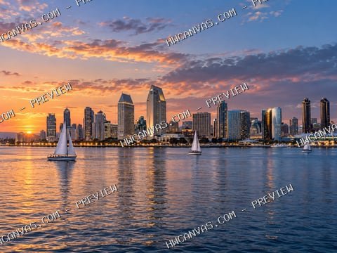 San Diego · Skyline mounted canvas preview