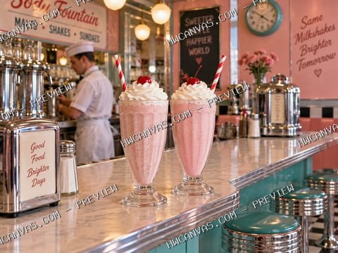 Two Straws, One Milkshake mounted canvas preview