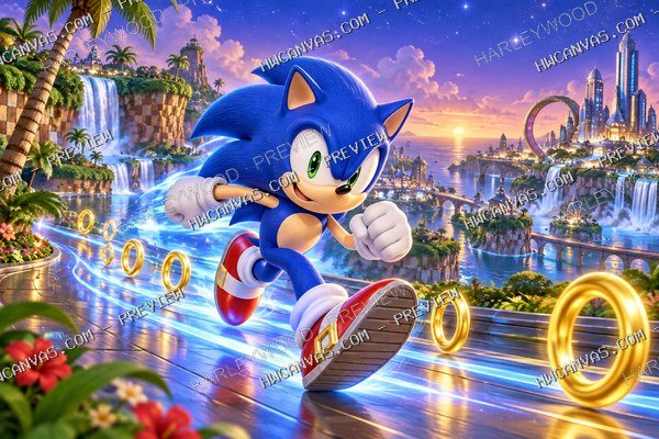 Sonic · Starlight Sprint mounted canvas preview