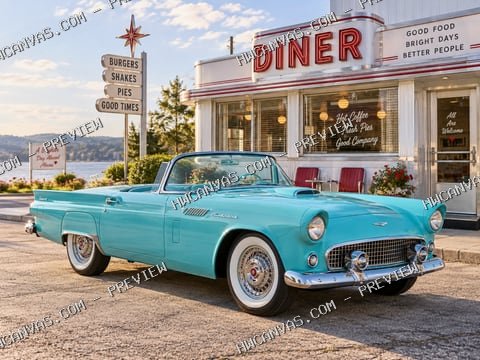 Turquoise Thunderbird mounted canvas preview