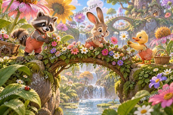 Tiny Helpers · Garden Adventure mounted canvas preview