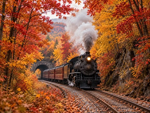 Autumn on the Rails mounted canvas preview