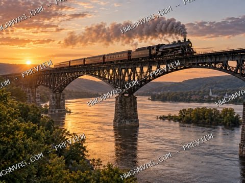 Steel River Crossing mounted canvas preview