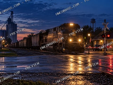 Night Freight mounted canvas preview