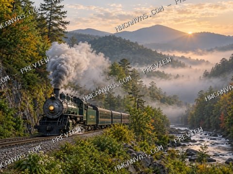 Smoky Mountain Morning mounted canvas preview