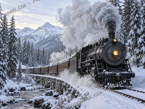 Winter Express mounted canvas preview