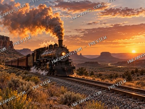 Last Train West mounted canvas preview