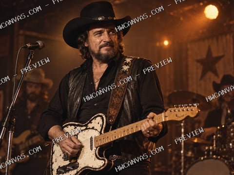 Waylon Jennings · Outlaw Evening mounted canvas preview