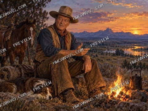 John Wayne · Campfire Stories mounted canvas preview