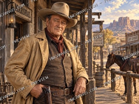 John Wayne · Frontier Marshal mounted canvas preview
