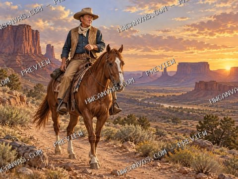 John Wayne · Long Trail Home mounted canvas preview
