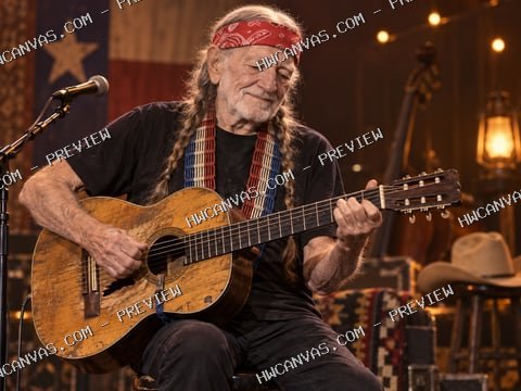 Willie Nelson · On the Road mounted canvas preview