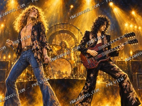 Led Zeppelin · Golden Stage mounted canvas preview